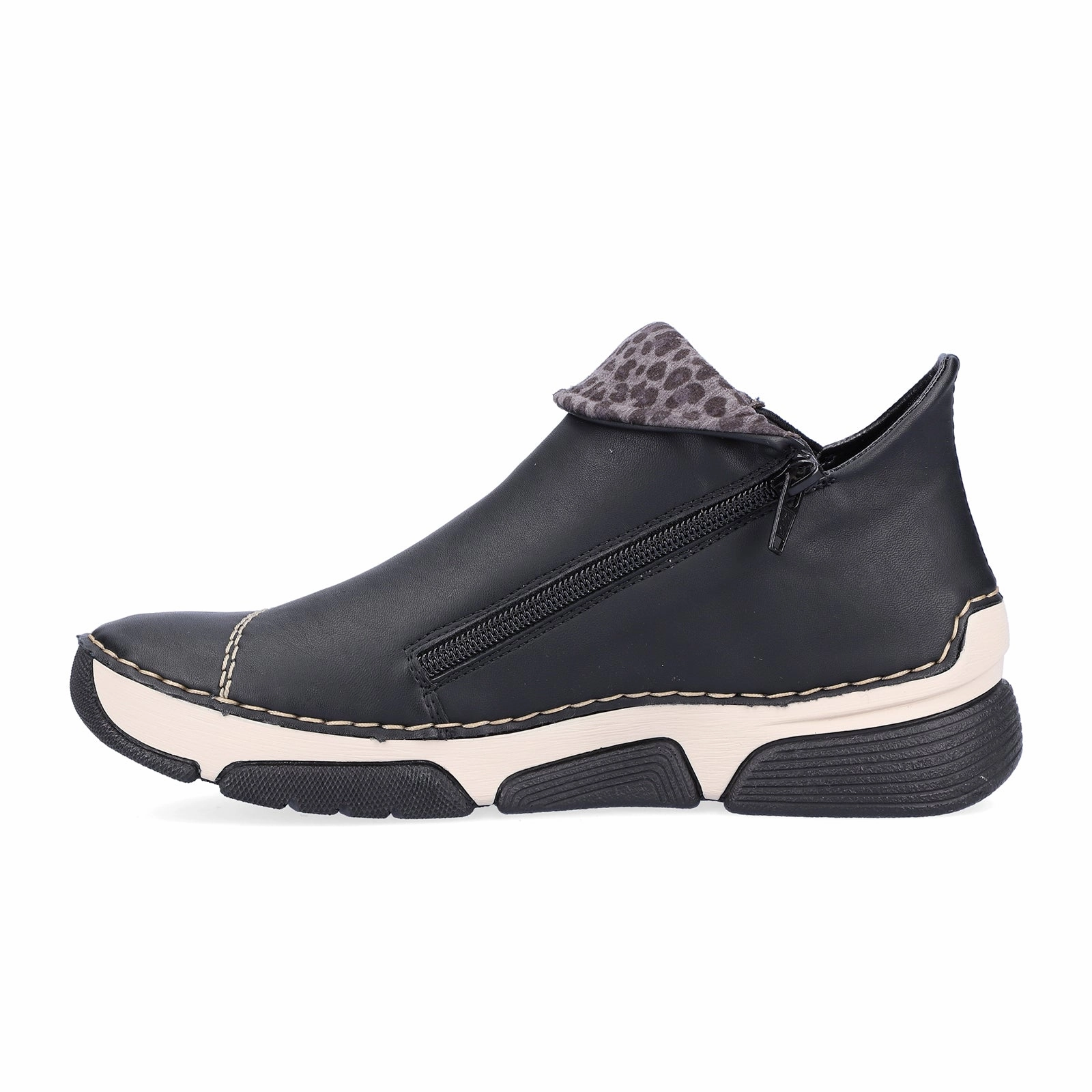 Rieker Angela 45983-00 Slip On Bootie (Women) - Schwarz/Leo Grey Casual Design