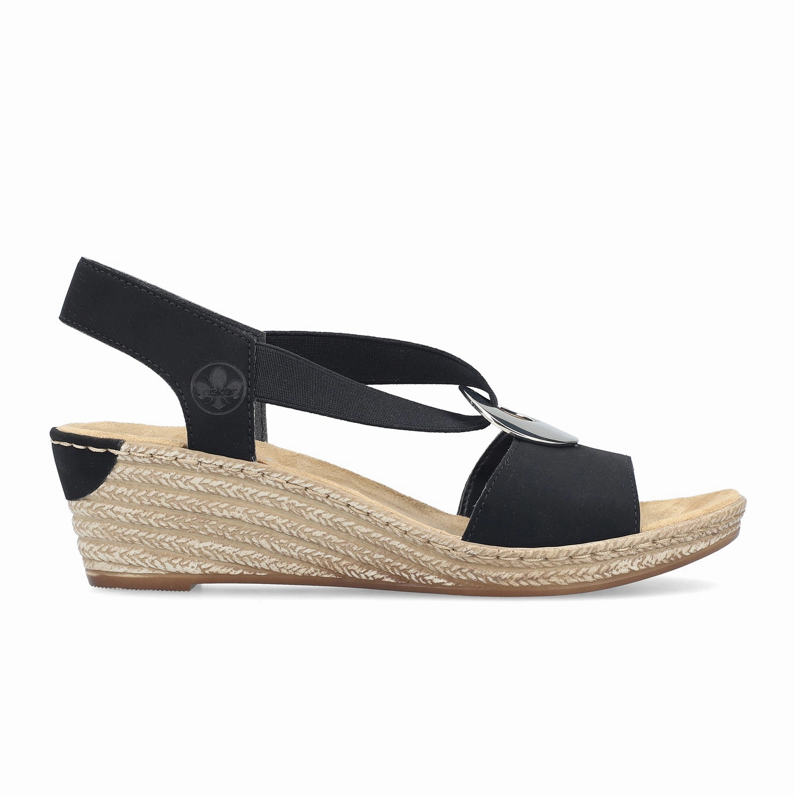Rieker Fanni 624H6-00 Wedge Sandal (Women) - (Women) - Black All terrain Step Into Comfort