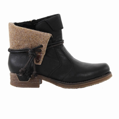 Rieker Fee 79693-00 Ankle Boot (Women) - Schwarz/Schwarz/Wood/Mog Clear Steps Refined Finish