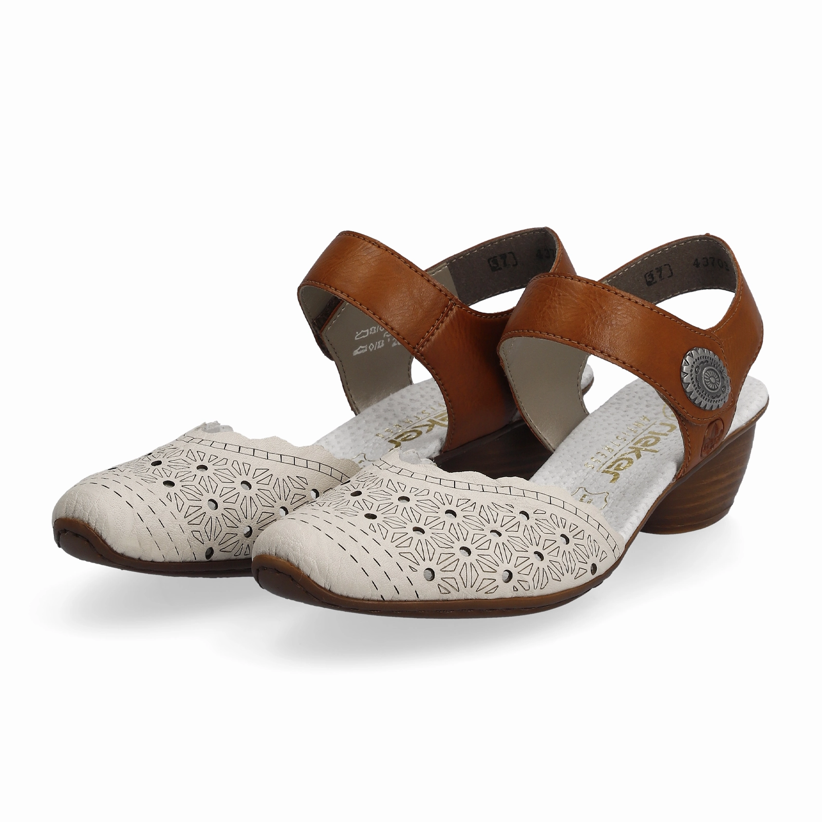 Relaxed Shoes Quick Move Rieker Mirjam 43703-60 Heeled Sandal (Women) - Cream/Cayenne