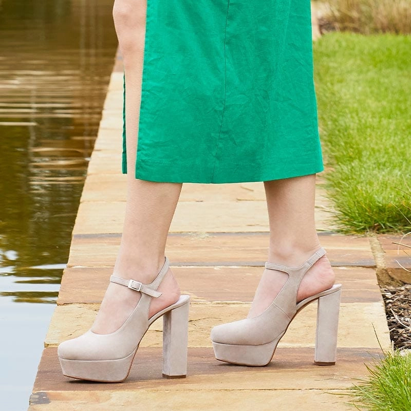 Rita: Pale Taupe Suede Strappy Design Classic Appeal