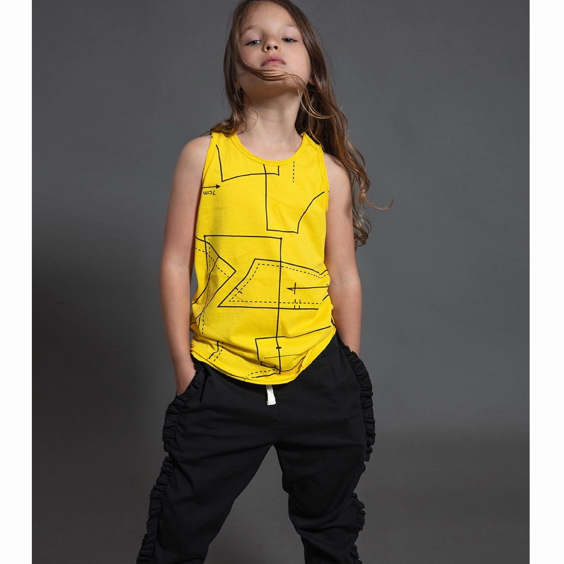 absorbent Nununu Kids SEWING Pattern Tank Top - Lava Yellow