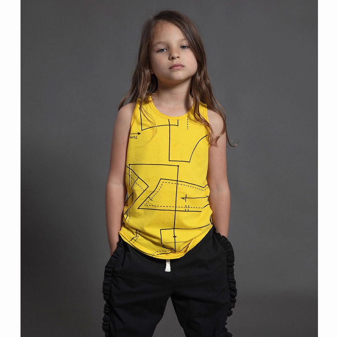 Golf wear for kids Functional Nununu Kids SEWING Pattern Tank Top - Lava Yellow