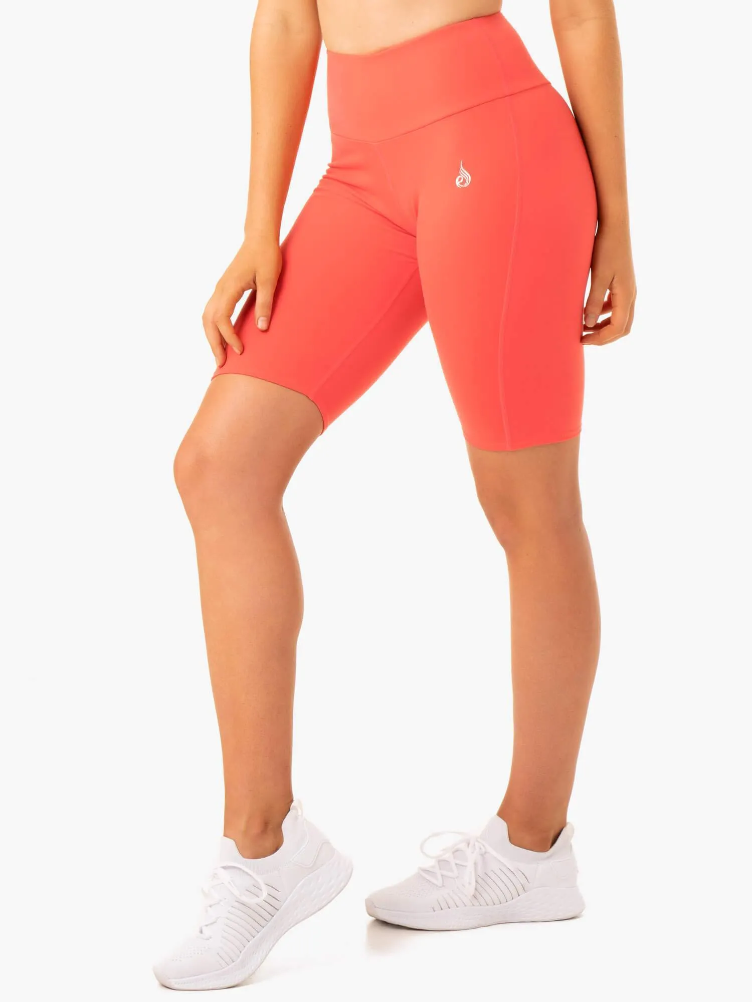 Reinforced Hems Staples Scrunch Bum Bike Shorts - Coral