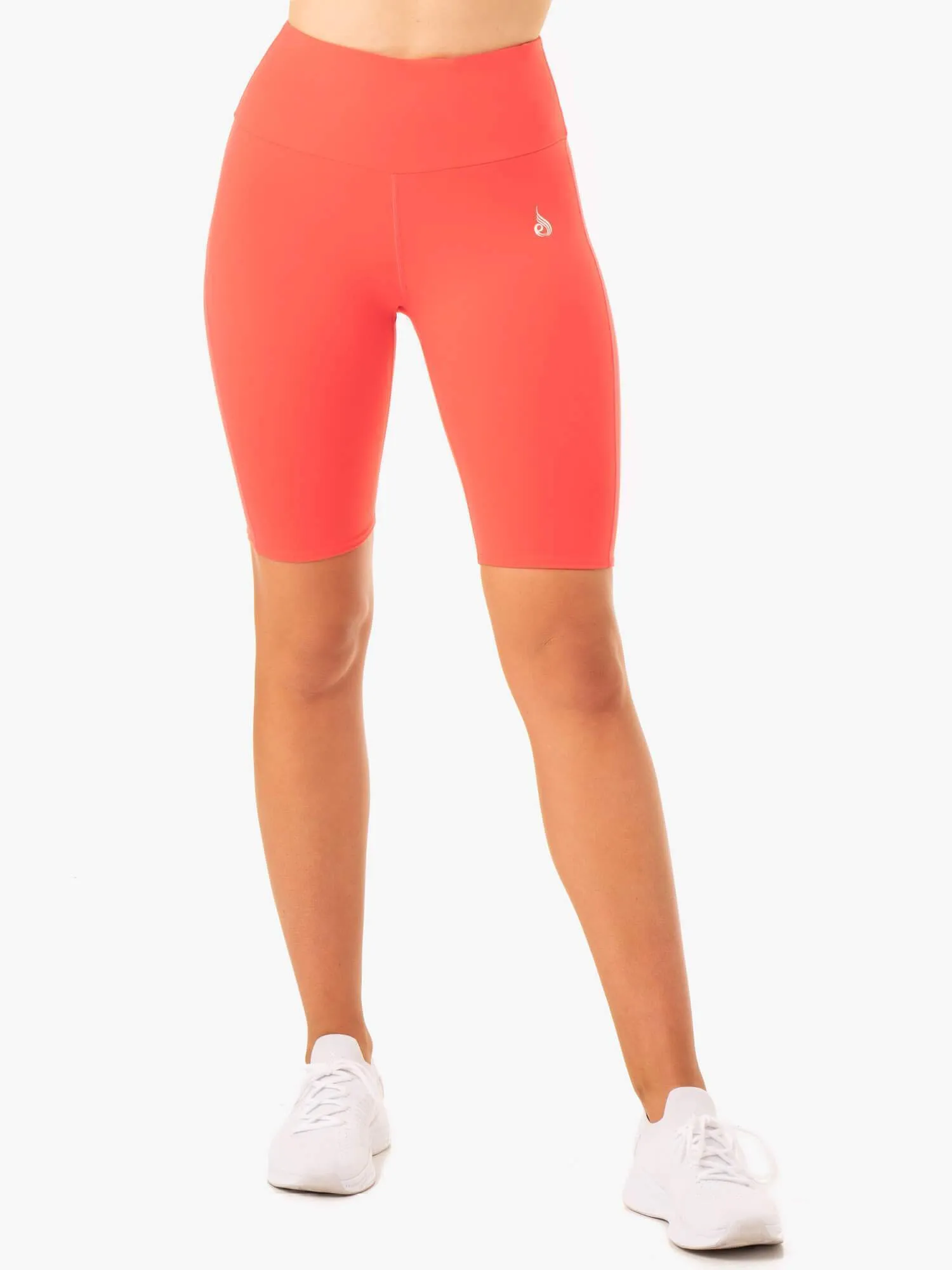 Functional Stretch Staples Scrunch Bum Bike Shorts - Coral