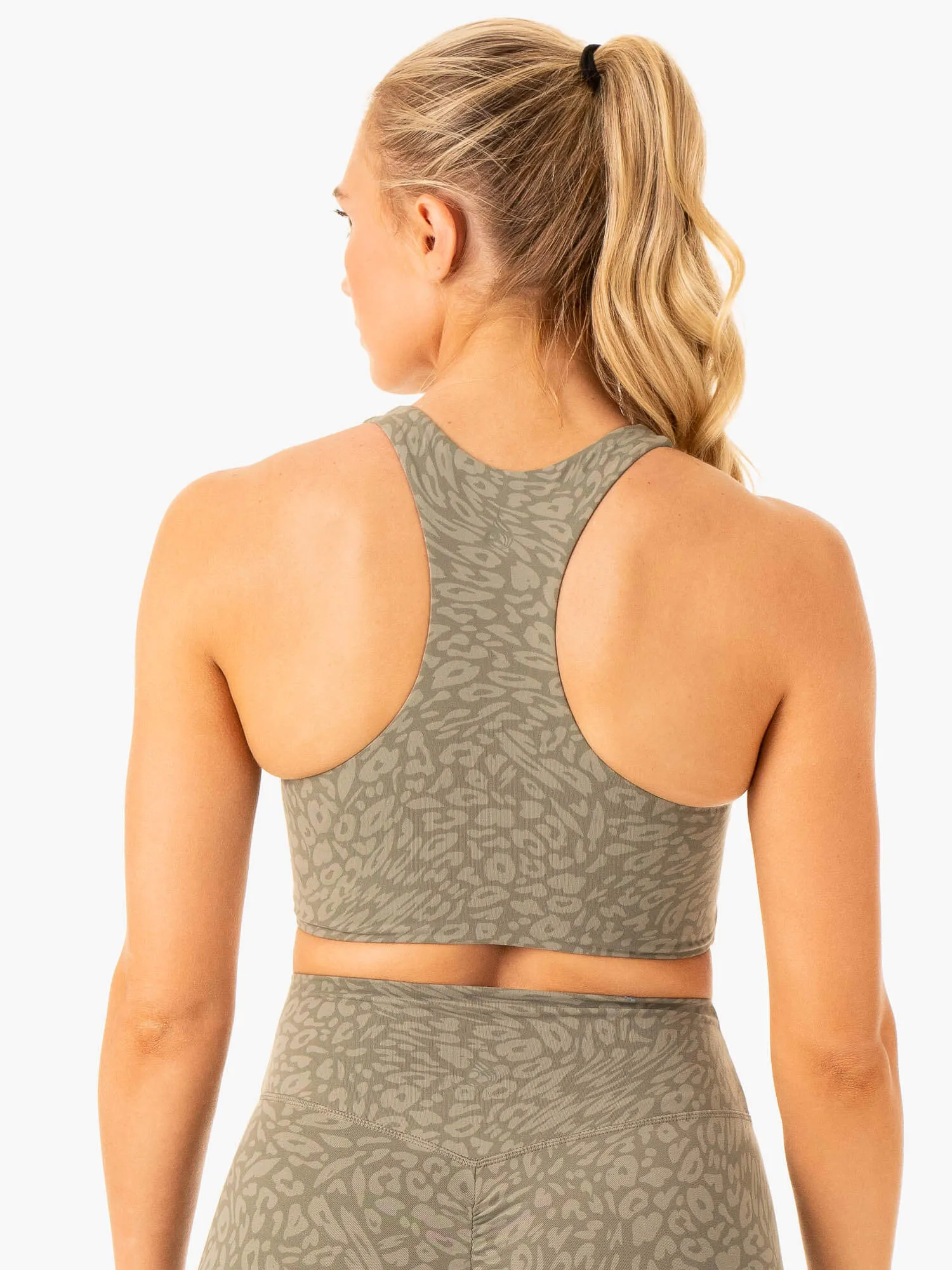 Rotation Sports Bra - Khaki Leopard Supportive Band Wireless