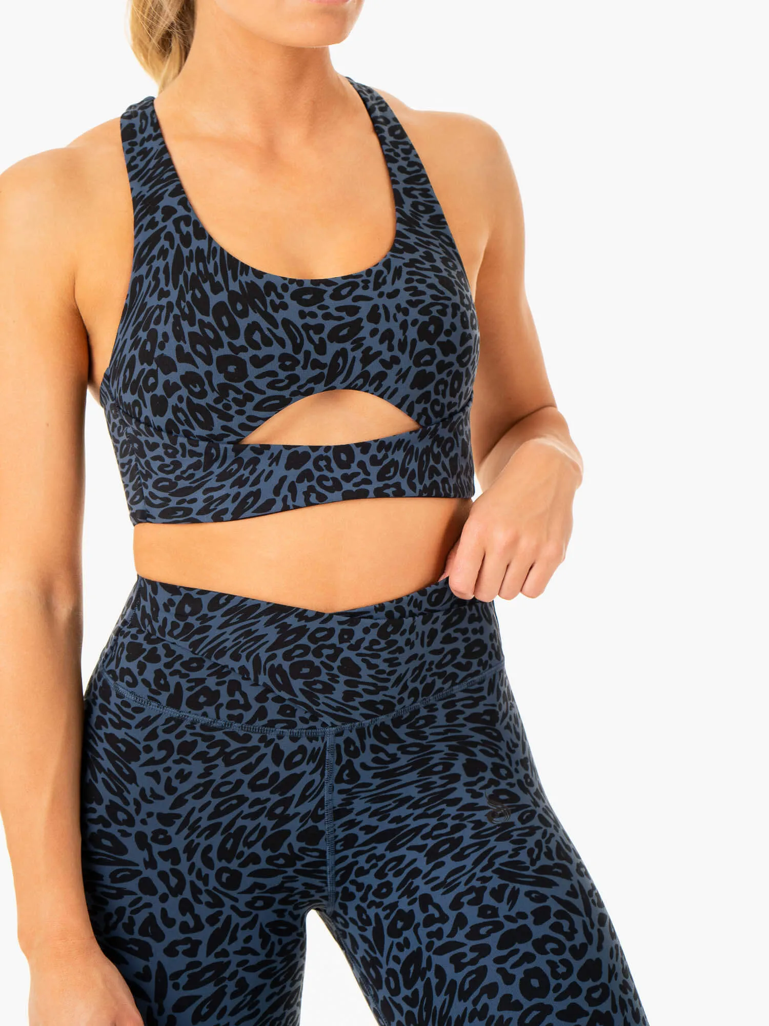 Rotation Sports Bra - Navy Leopard Maternity Halter neck