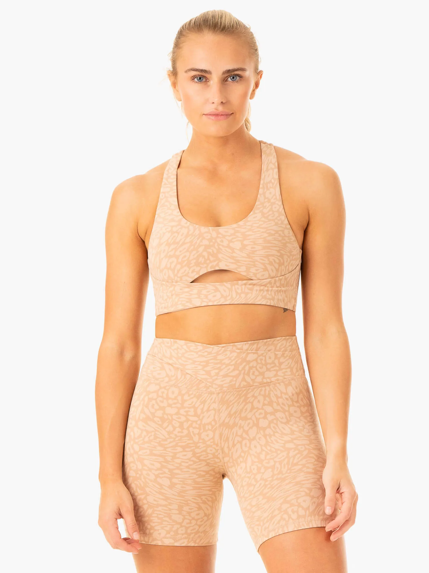 layering Rotation Sports Bra - Sandstone Leopard
