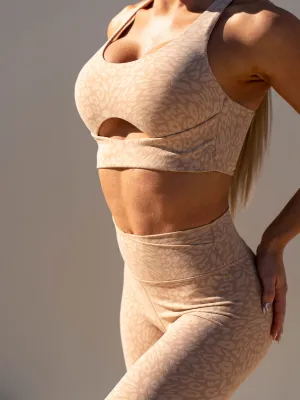 Rotation Sports Bra - Sandstone Leopard Soft Modal Comfortable Closure