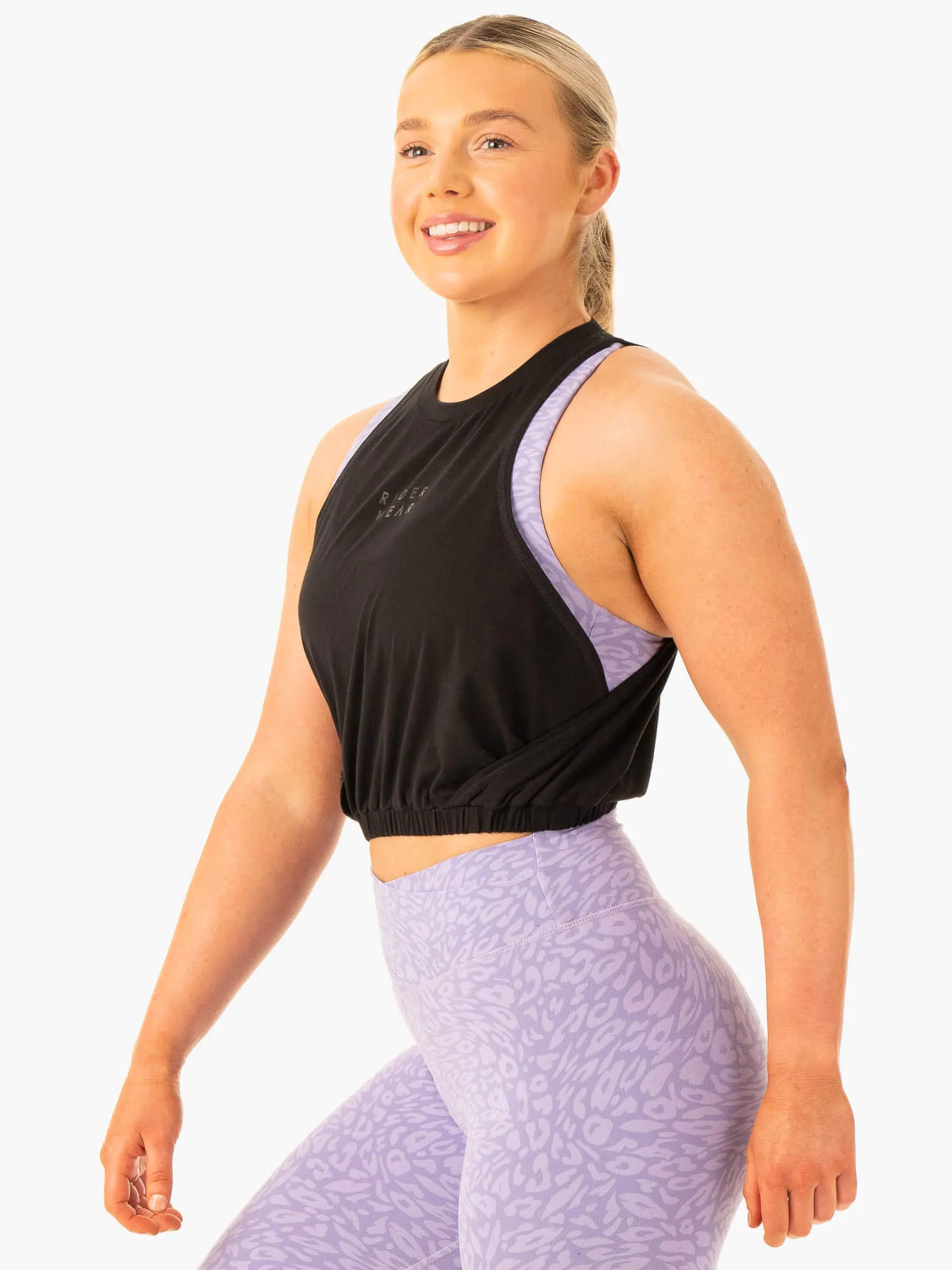 Circular Knit Rotation Tank - Black