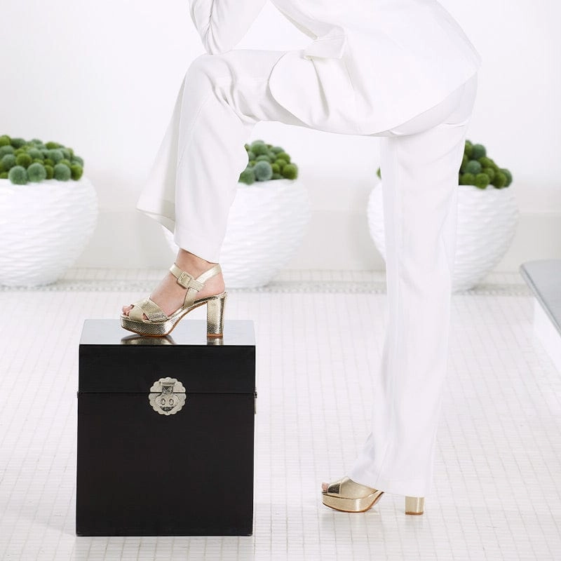 Ruby: Pale Gold Suede & Snake Print Leather Ventilation holes