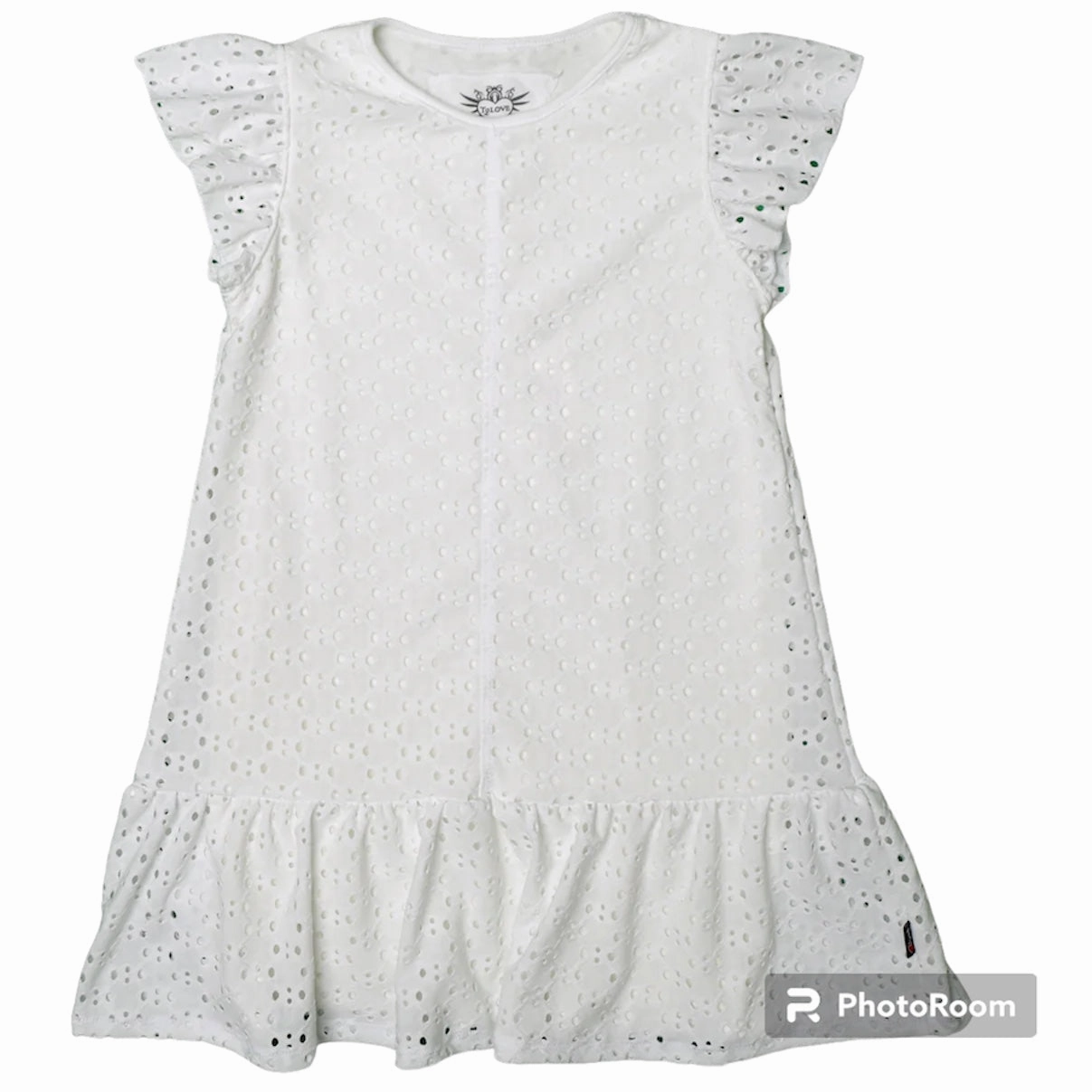 Linen based outfits for children Sustainable Ruffle Dress-Ivory