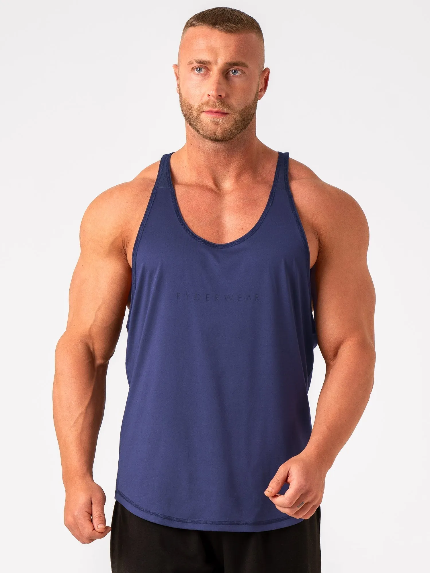 Back Ventilation Design Athletic Performance Fabric Ryder T-Back - Navy