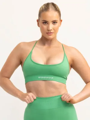 Red workout gear Contrast Stitching Lift 2.0 Seamless Sports Bra - Apple Green