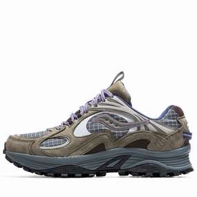 Rubber Sole Walk Hold Saucony Grid Aura X - Dark Grey/Mud
