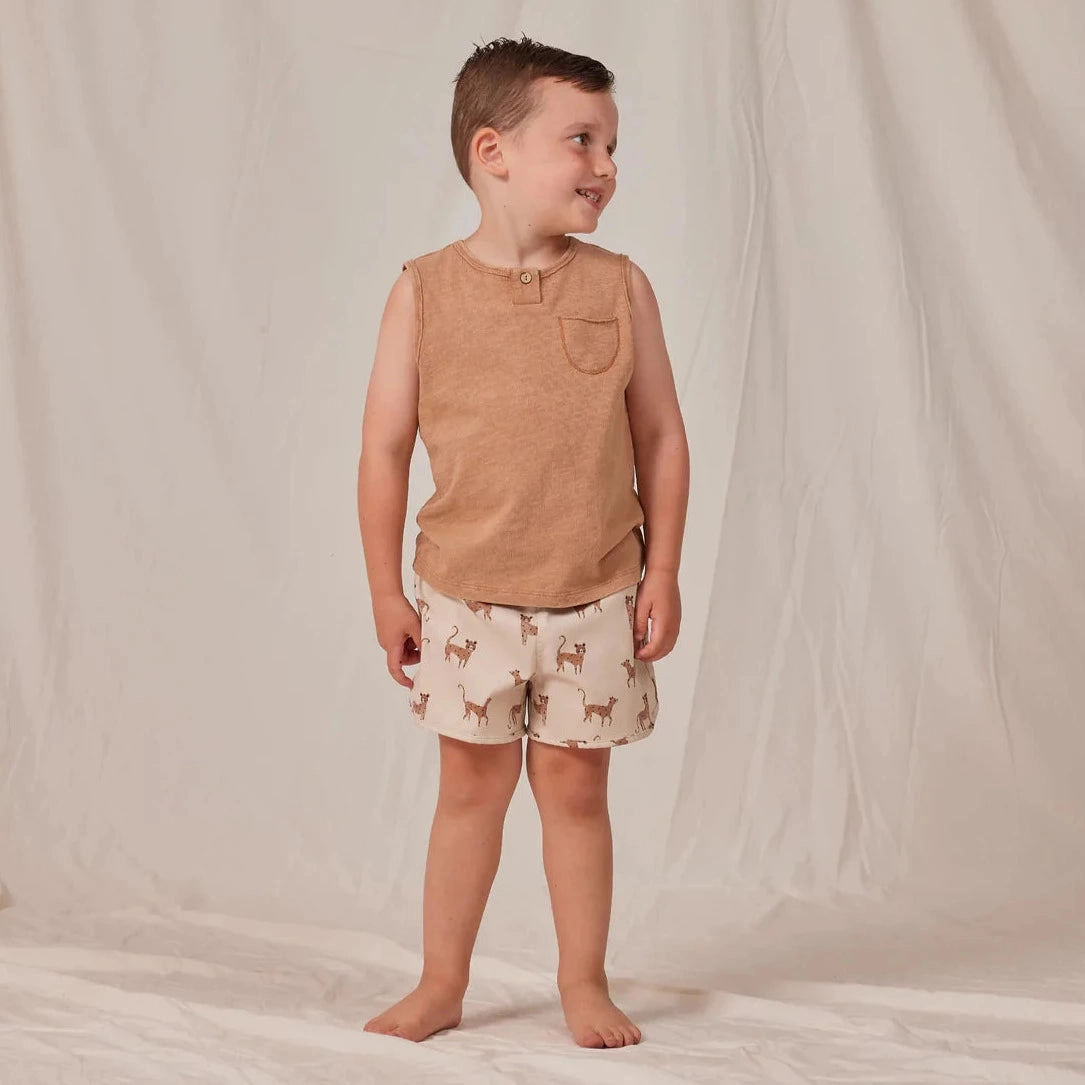 Rylee   Cru Kids Unisex SWIM TRUNK - LEOPARD Sparkly kids' wear