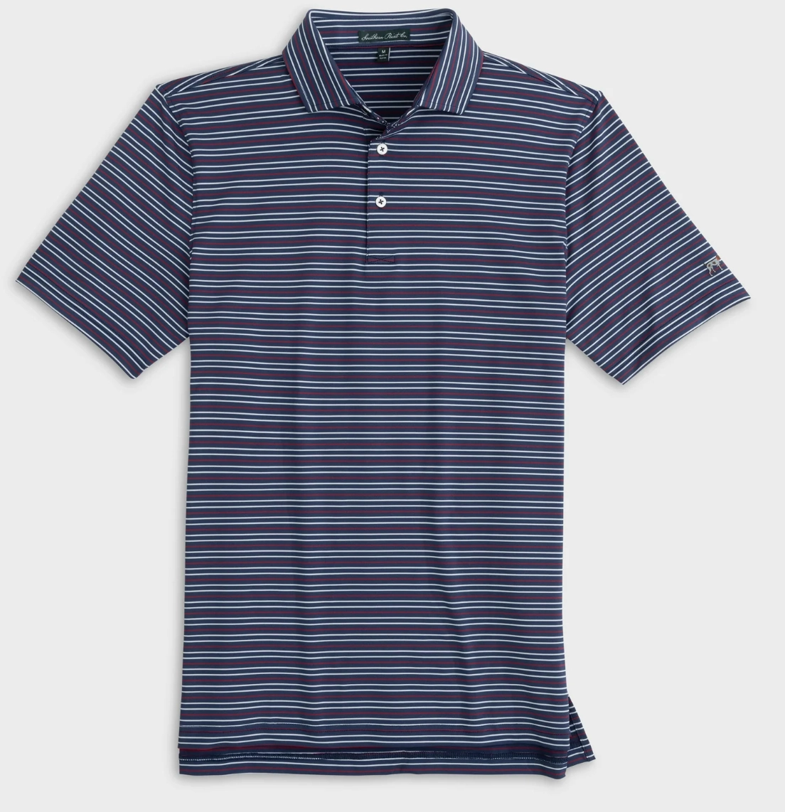 Youth Hillside Stripe Polo - Midnight/Deep Red Iridescent kids' apparel