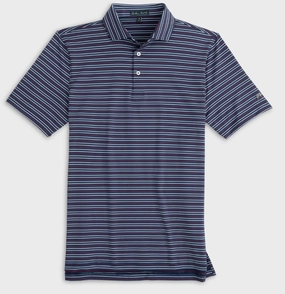 Fall Youth Hillside Stripe Polo - Midnight/Deep Red