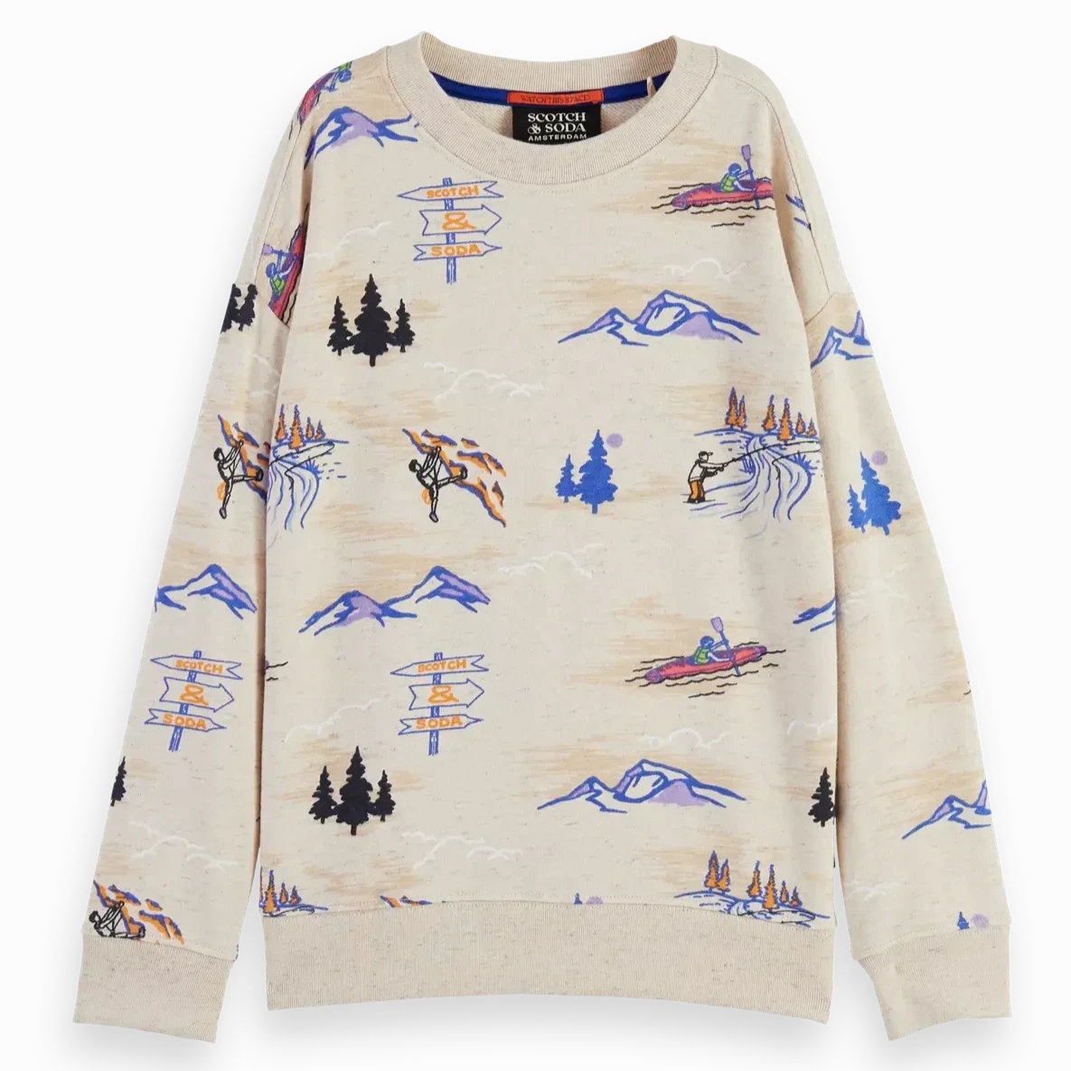 SCOTCH & SODA Kids Organic Cotton Crewneck Sweatshirt Comfortable kids' attire Plaid