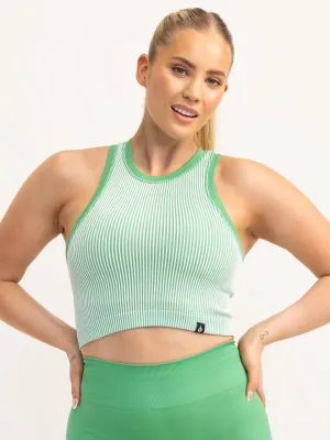 Lift 2.0 Rib Seamless Tank - Apple Green/White Garment Washed Finish