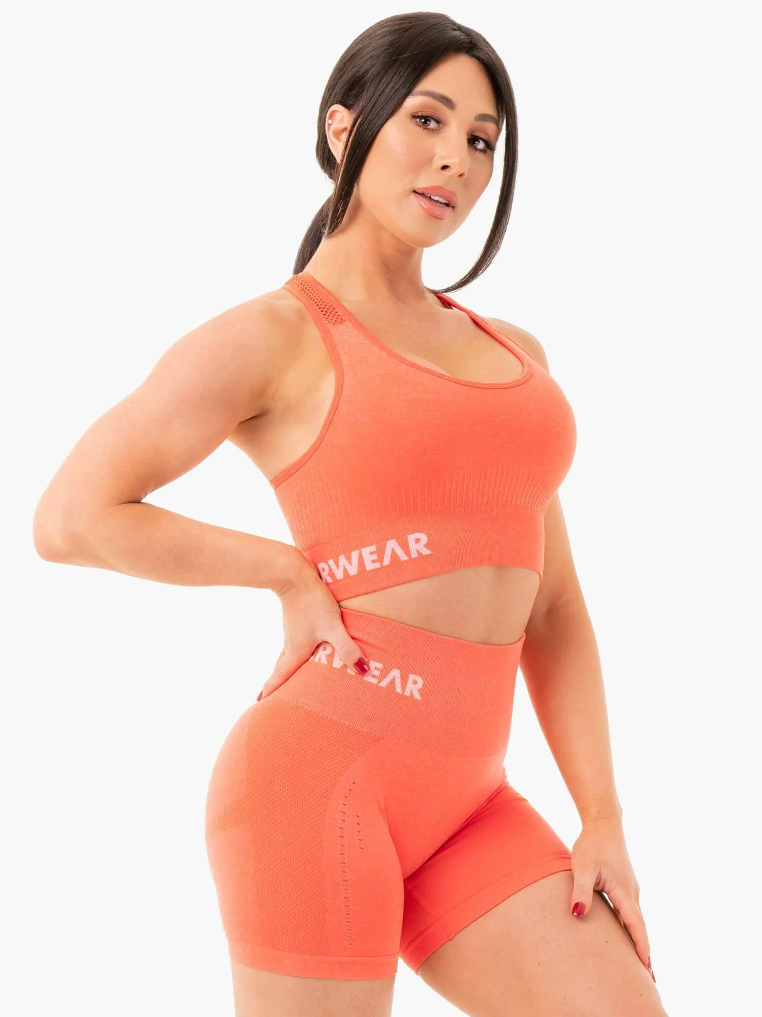 Compression Zone Technology Seamless Staples Sports Bra - Orange Marl