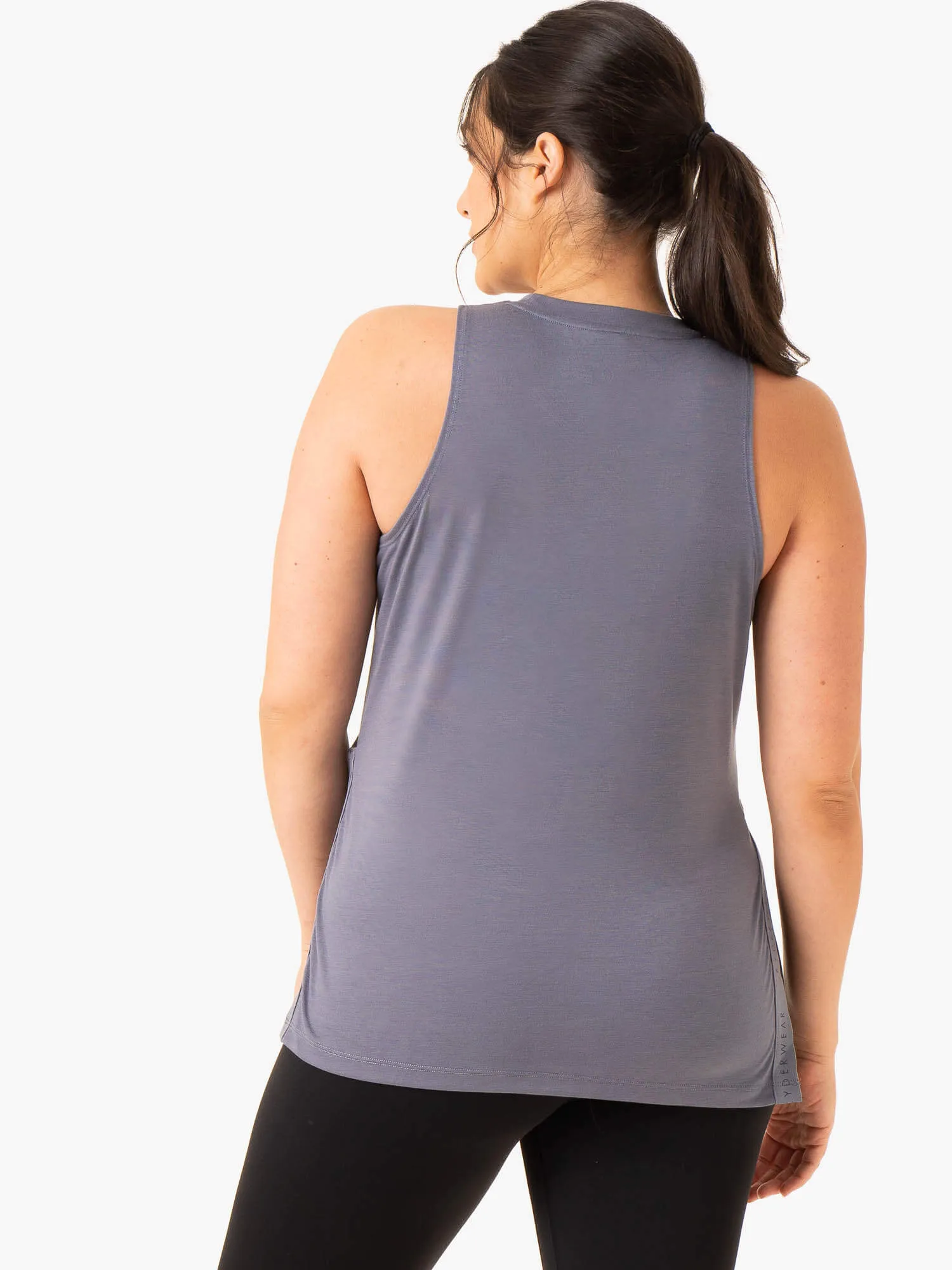 Roll Up Sleeve Design Active Bump Tank - Steel Blue