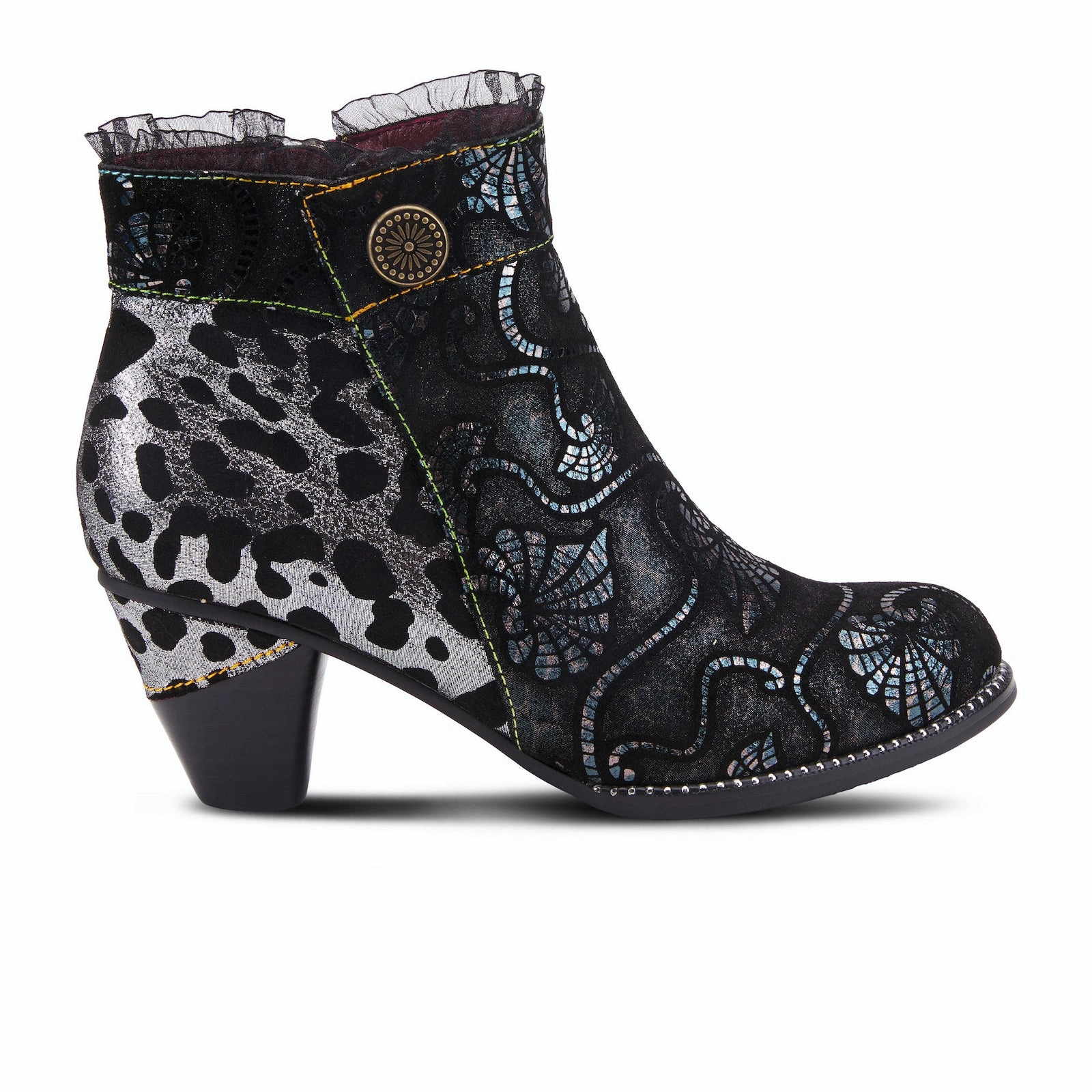 L'Artiste Dessa Heeled Ankle Boot (Women) - Black Multi Free Step Comfy Glide