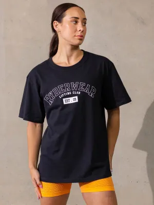 Varsity Oversized T-Shirt - Black Elegant Detail Breathable Look