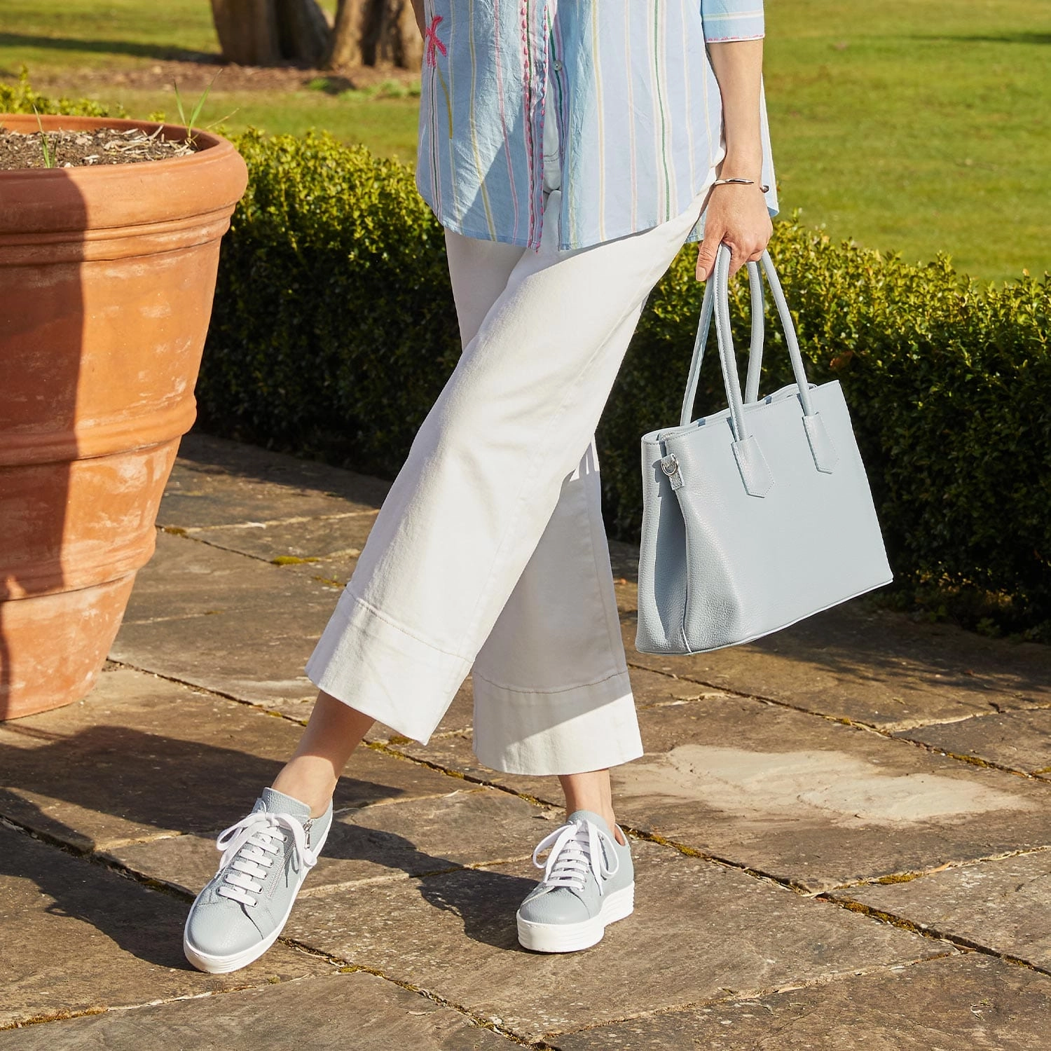 Hero: Pale Blue Leather Boosted fit Velcro straps