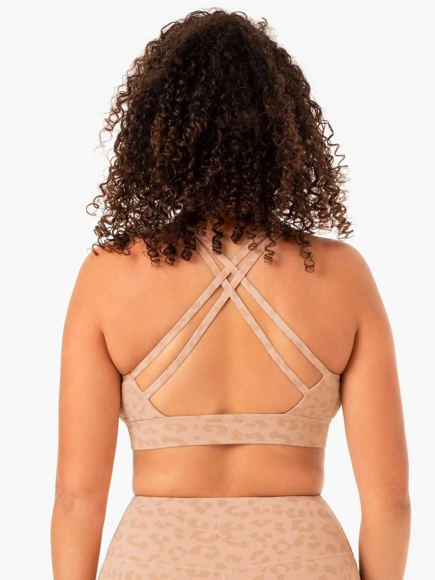 Post Workout Recovery Design Sleepwear Ultra V-Neck Sports Bra - Tan Leopard