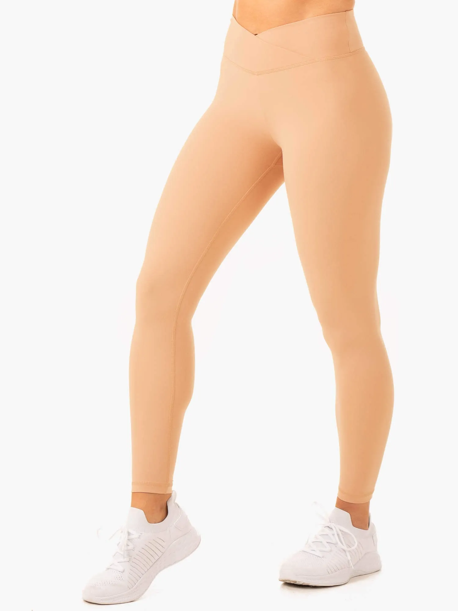 Serene Cross Over Scrunch Leggings - Tan Odor control