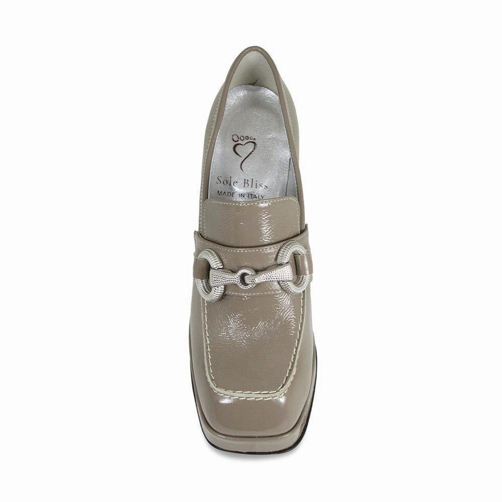 Genevieve: Taupe Patent Leather Lightweight Comfort