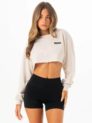 WindproofConstruction Cropped Sweater - Latte