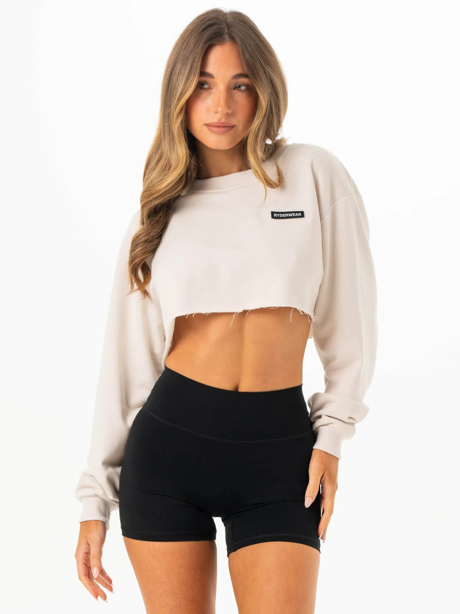 WindproofConstruction Cropped Sweater - Latte