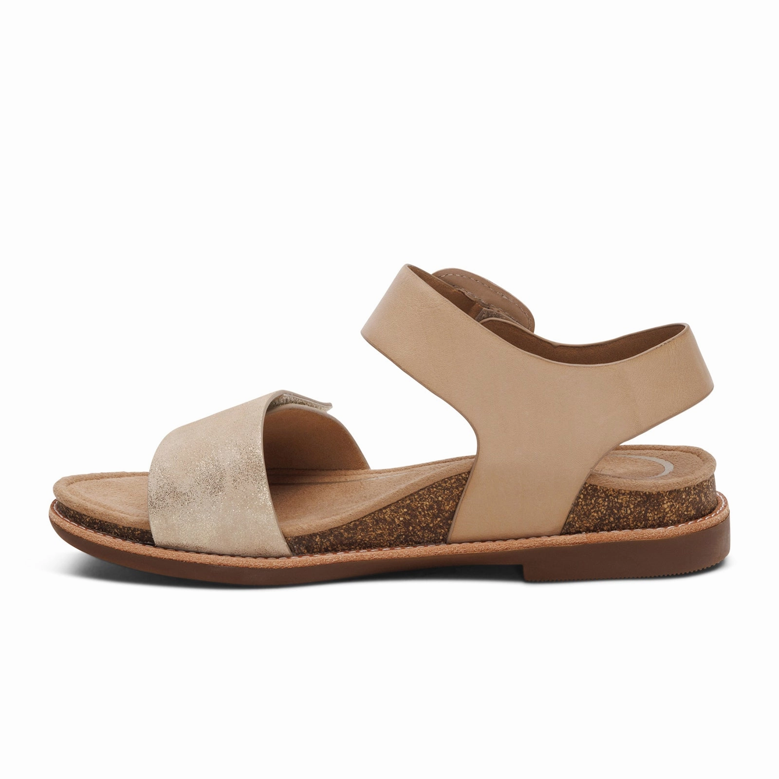 Aetrex Claire Backstrap Sandal (Women) - Champagne Elastic Cuff Cool Comfort