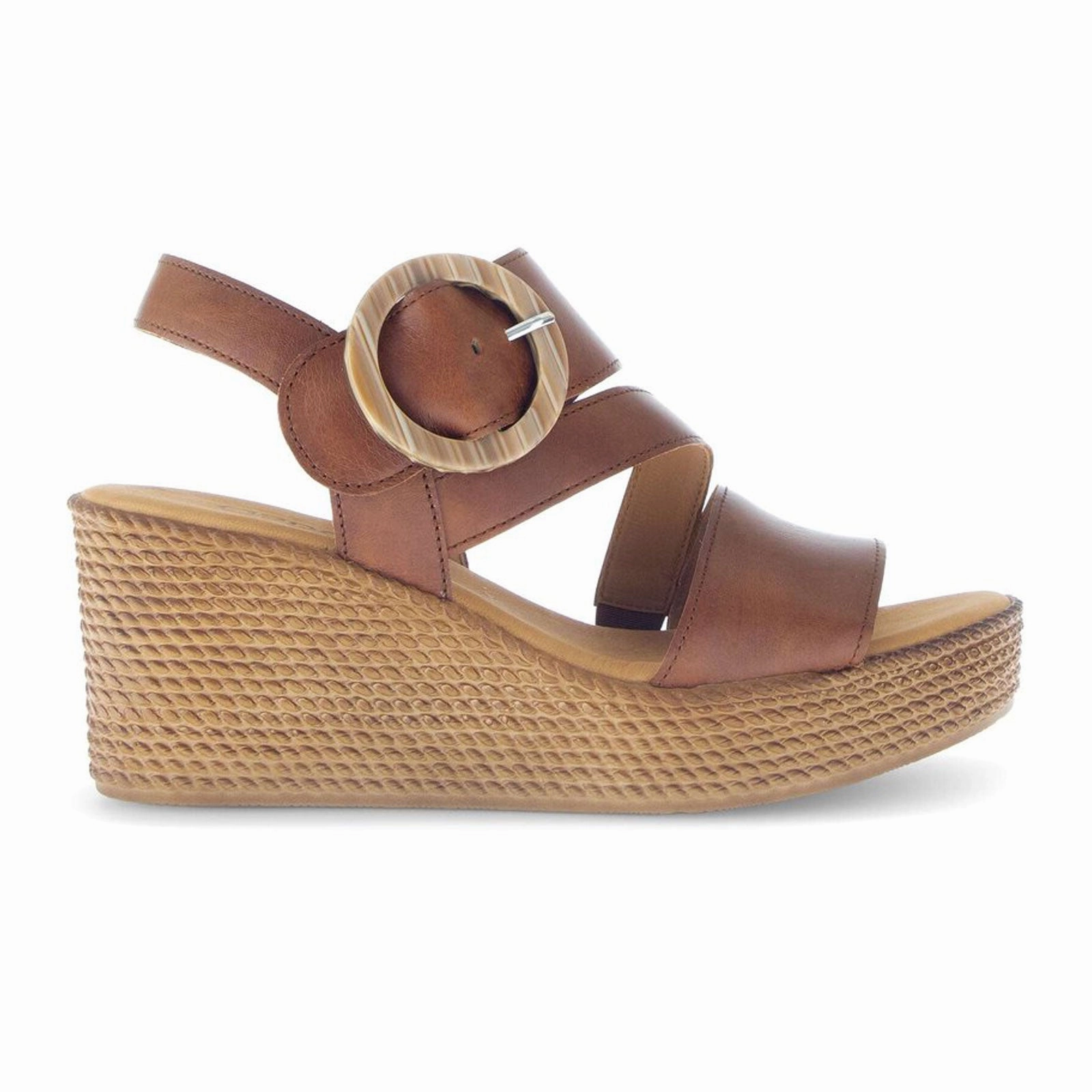 Lightweight Outsole Easygoing Footwear Gabor 770 Braided Wedge Sandal (Women) - Cuoio/Camel