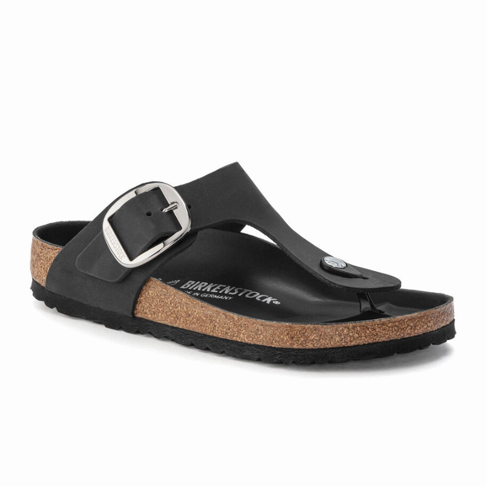 Seamless Interior Birkenstock Gizeh Big Buckle Sandal (Women) - Black Oiled Leather