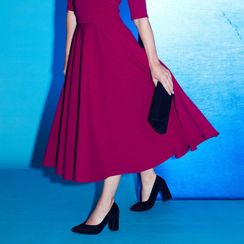 Paloma: Black Suede Mid Top Style Clear Heels