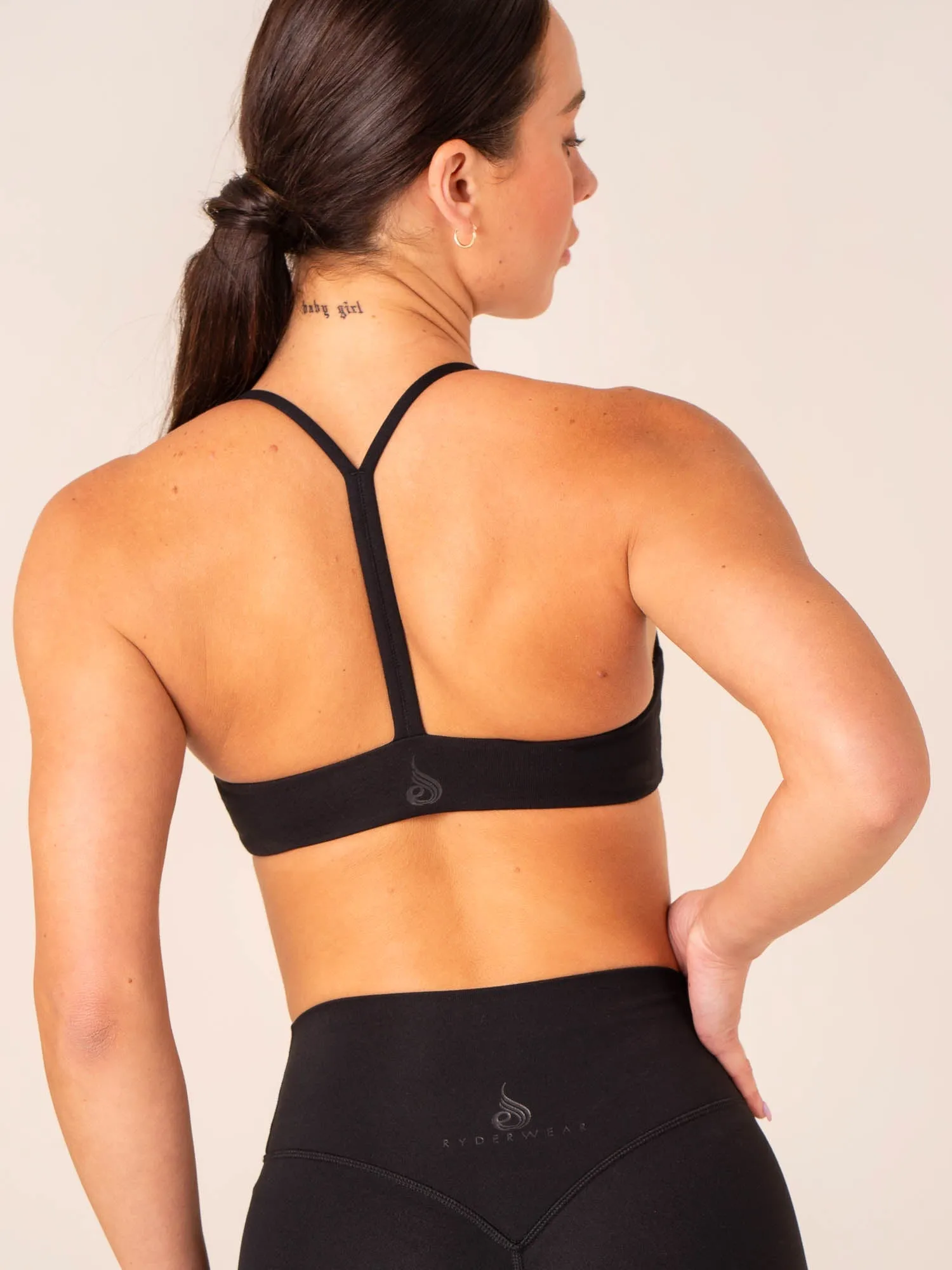 Tempo Sports Bra - Black geometric Adaptive Stretch Fabric
