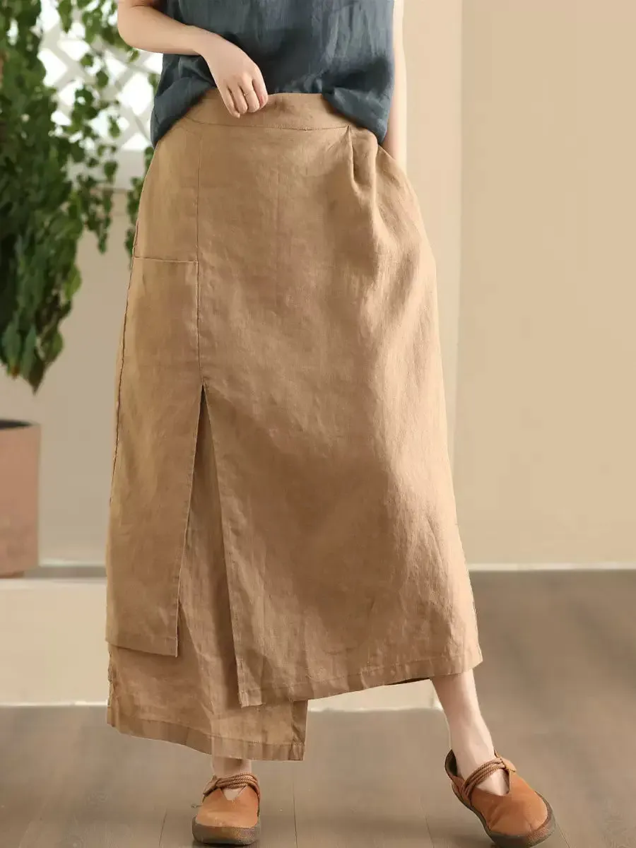 Hygienic Coating Babakud Women High Waist Linen Skirt