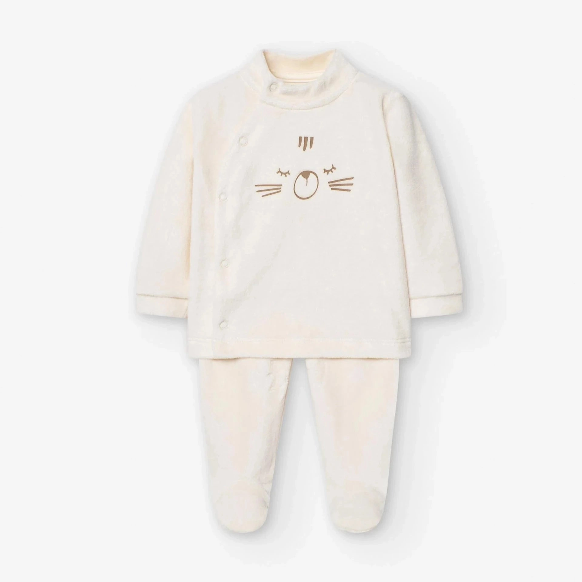 Losan Baby Beige Velvet Suit - Newborn Resort wear for kids