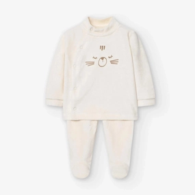 Losan Baby Beige Velvet Suit - Newborn Resort wear for kids