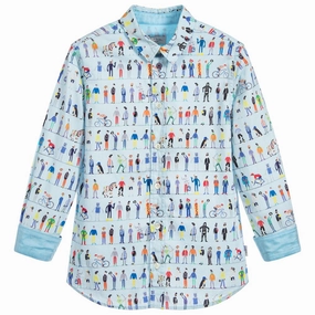 Paul Smith Junior Kids Boys Blue 'Renzo' Shirt Scout wear for children