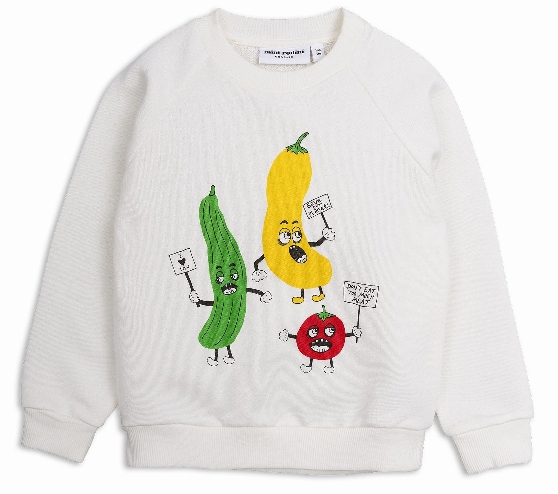 Mini Rodini Kids Veggie Sweatshirt White Plain kids' clothes