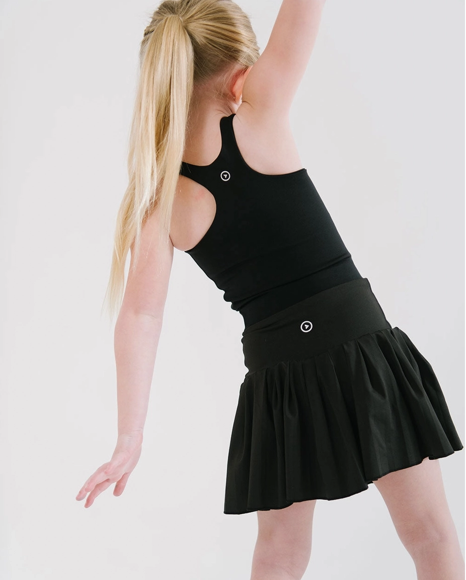 Pleated Court Skort - Black Upcycled