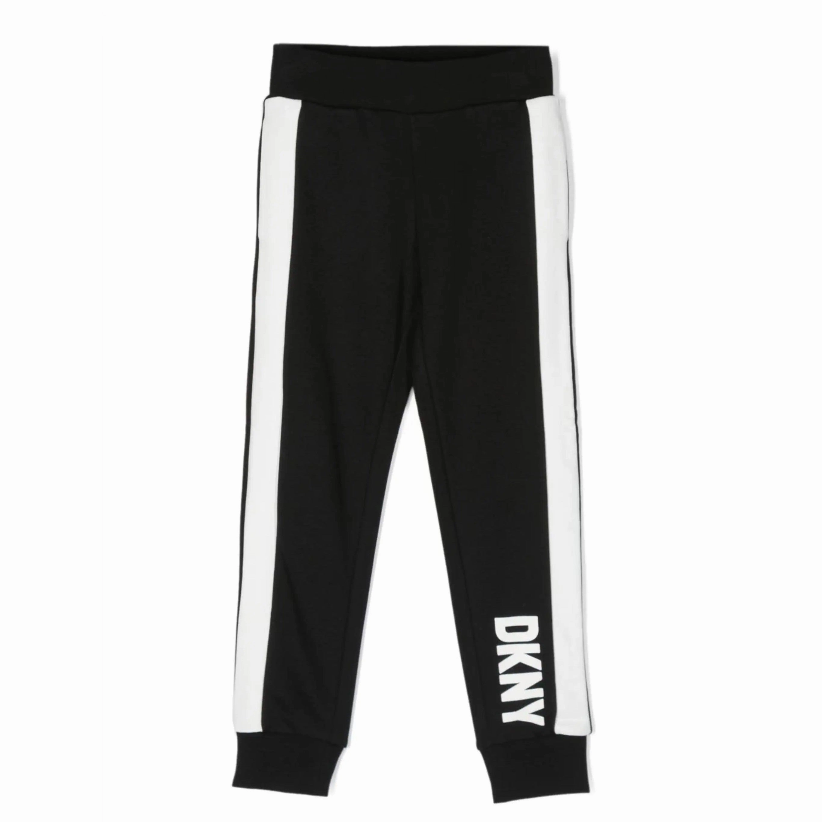 DKNY Kids Logo-Print Track Joggers Pants in Jet Black nylon Unlined