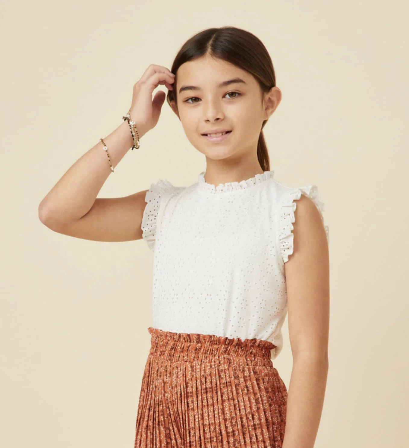 Scout wear for children Knit Eyelet Ruffle Detail Tank