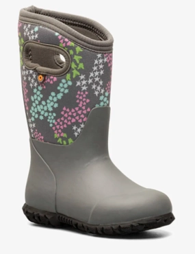 Slip Protection Size 10: Bogs YORK Gray Lower Teal Pink Gray Print Upper Insulated Rated -4F Rain Boots NEW