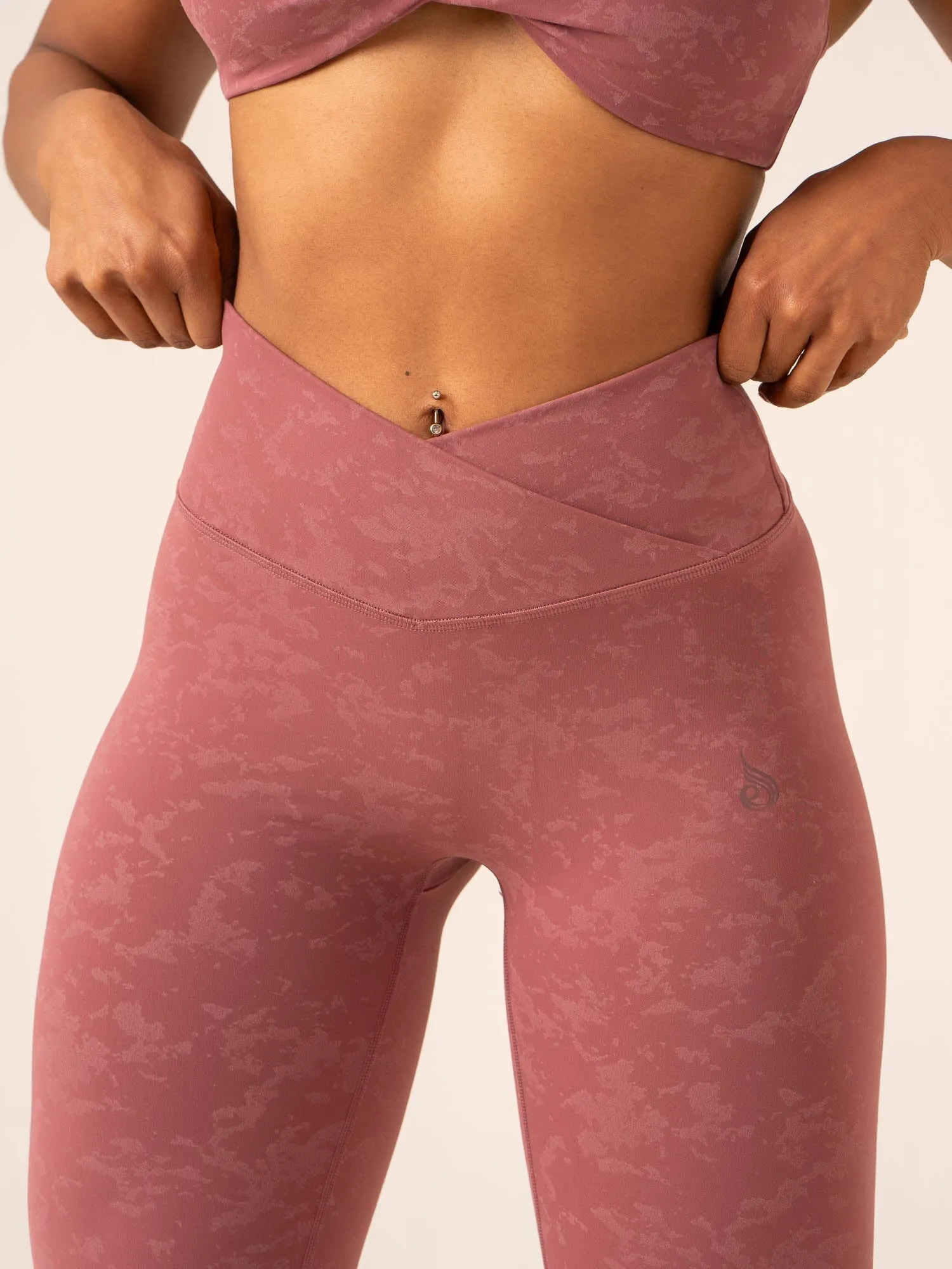 Silky feel For Teens Skin Friendly NKD Stonewash Crossover Scrunch Leggings - Boysenberry Stonewash