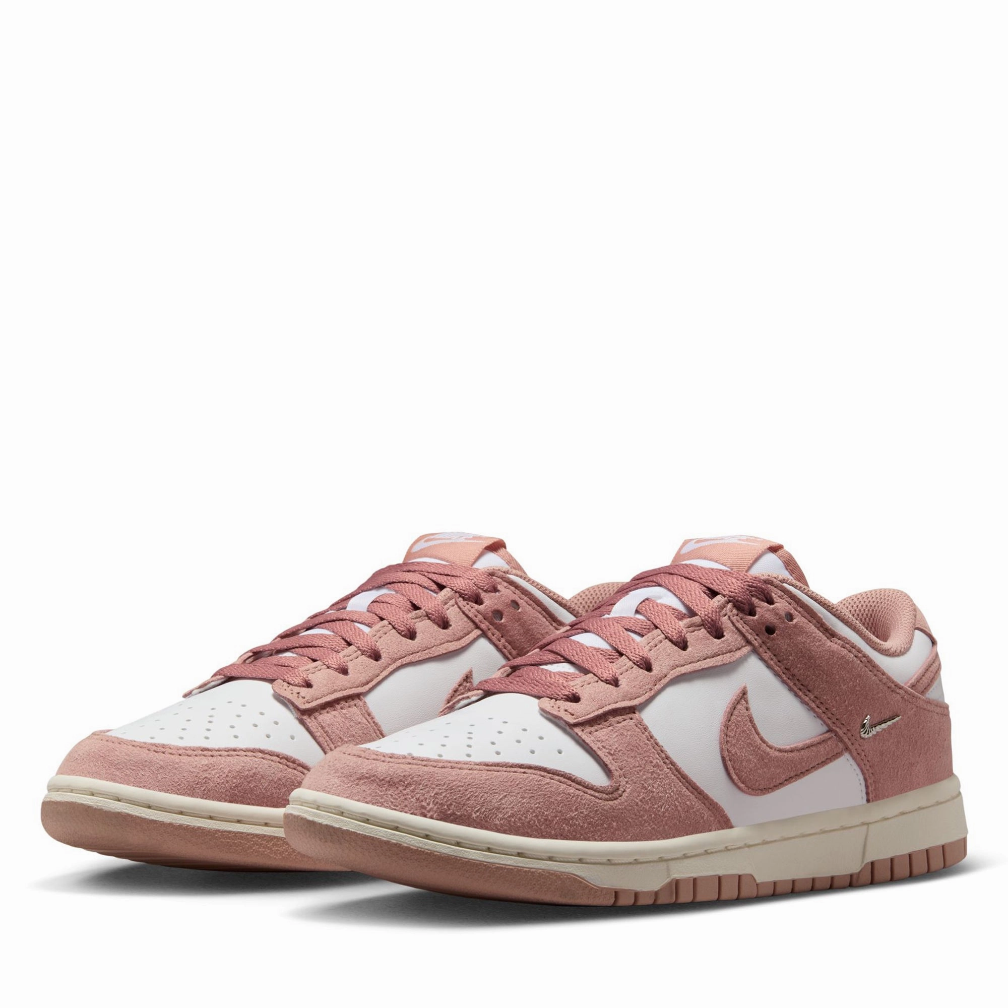Women's Nike Dunk Low - White/Particle Pink Casual Comfort Shoes evening walk
